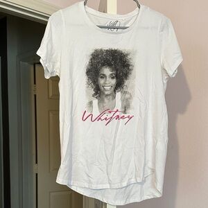 White Graphic T-Shirt with Whitney Print